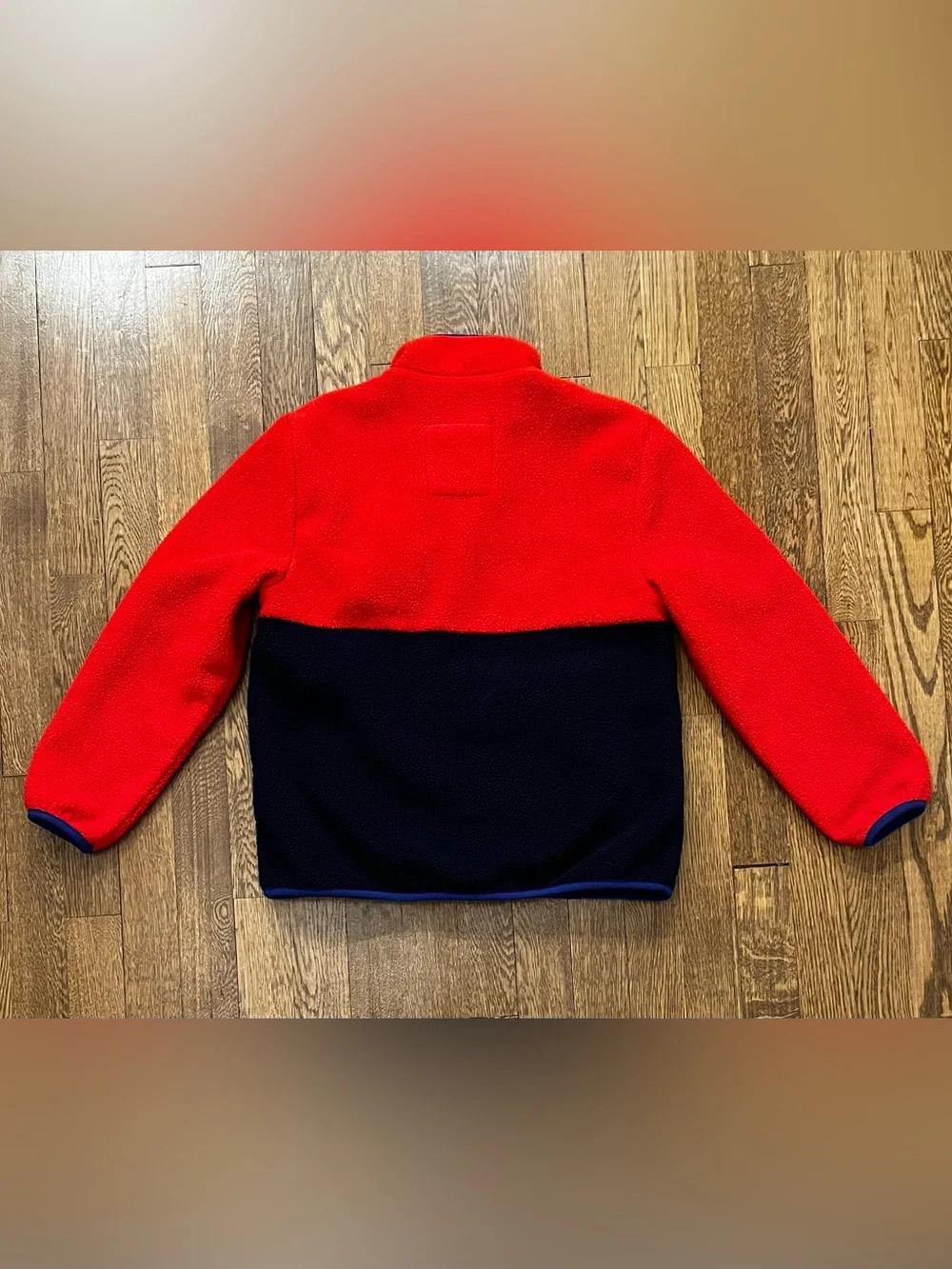Gap Kids Boys Size 8 (M) Red & Navy Blue Colorblock Fleece Pullover EUC